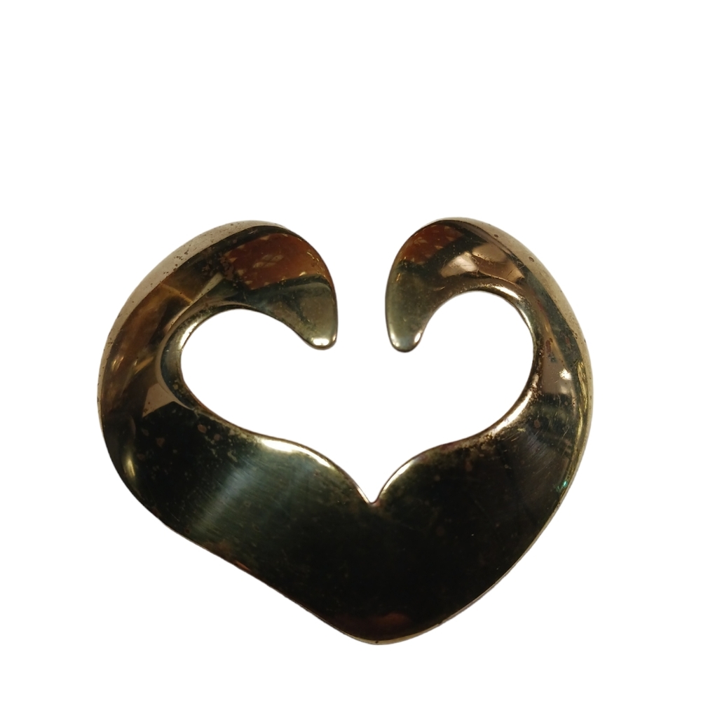 Solid Brass Open Heart Scarf Clip - image 3